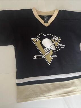 Kids Hockey Jersey - Black & Gold Penguin Logo